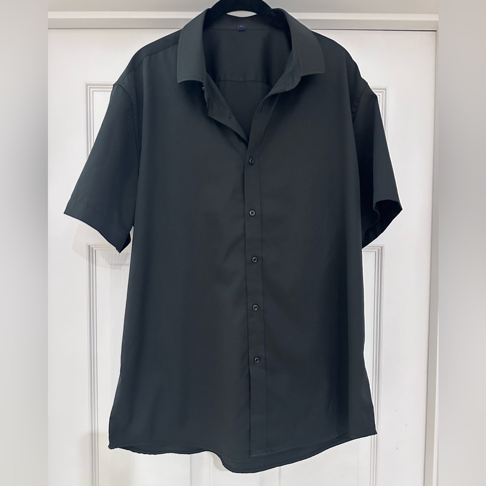 Black Short Sleeve Button Down Shirt